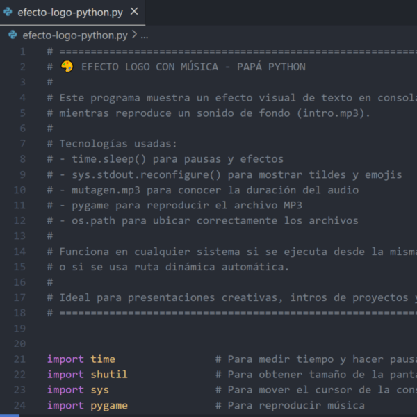 Animación Logo Python + Música de Fondo en Consola – Proyecto Épico para tus Introducciones