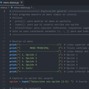 Menú Básico en Python – Tu primer menú interactivo fácil y rápido