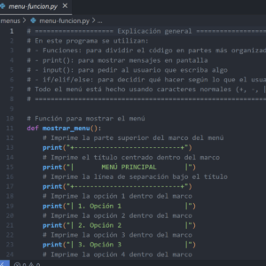 Menú en Python usando Funciones – Código organizado y profesional