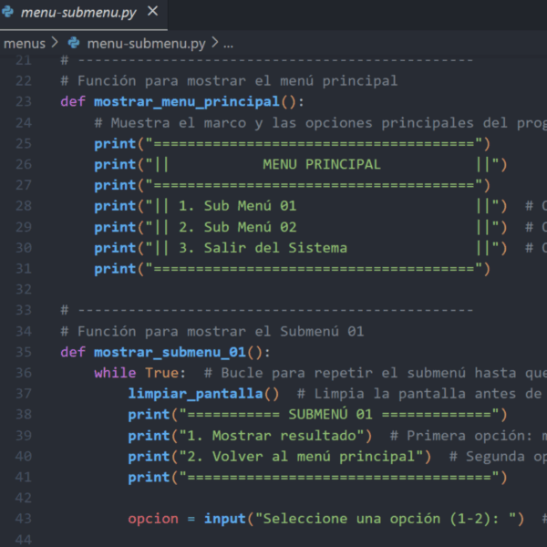 menu-submenu Menú con Submenús en Python – Crea sistemas más avanzados en consola