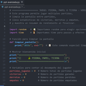 Juego de Piedra, Papel o Tijera – Versión Avanzada en Python