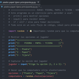 Juego Piedra, Papel o Tijera – Versión Principiante
