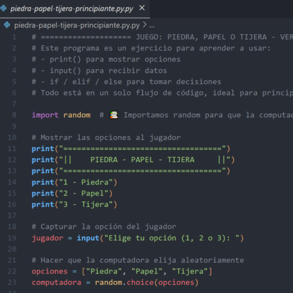 Juego Piedra, Papel o Tijera – Versión Principiante